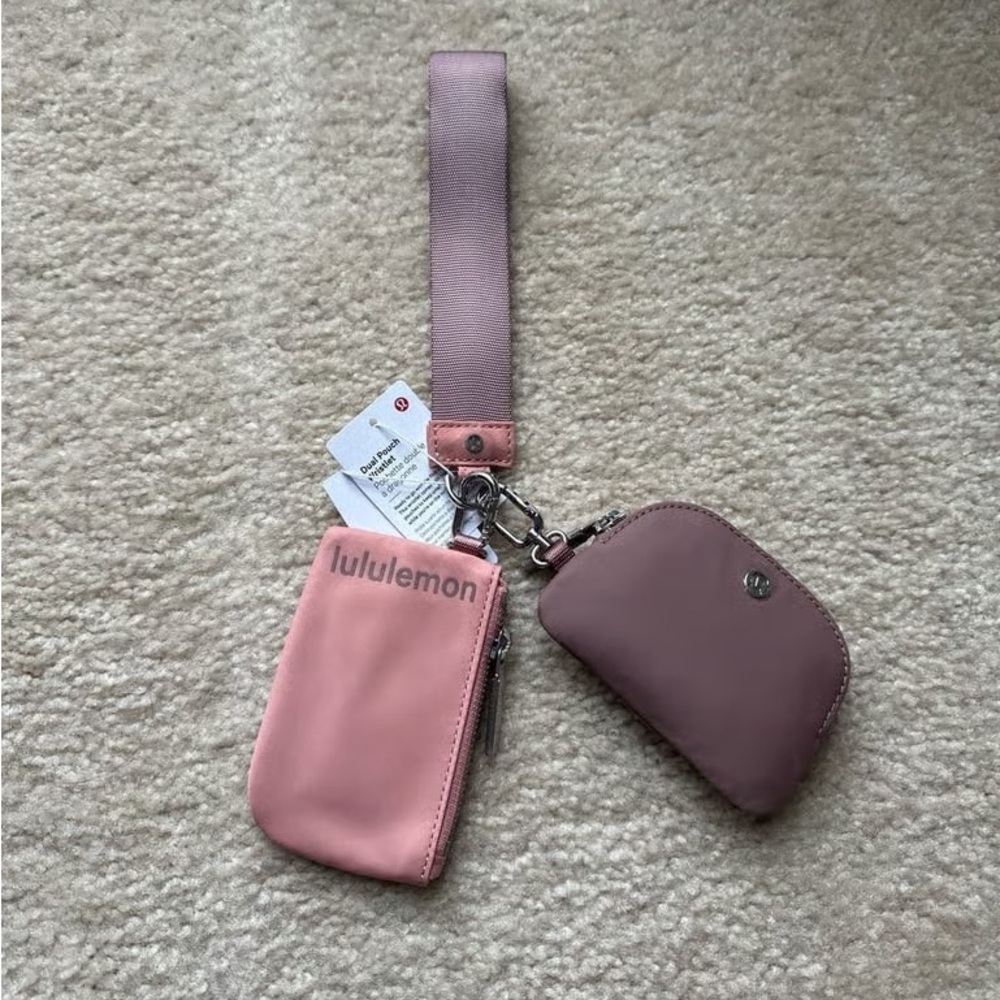 lululemon athletica Pink & Mauve Wristlet Keychain Pouch Set